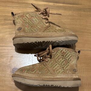 UGG Kids Patterned Tan Boots